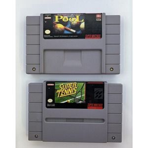 SNES lot Super Tennis & Championship Pool Super Nintendo OEM tested working